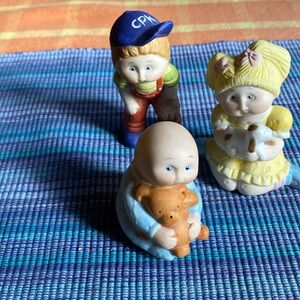 3 Adorable Bisque Cabbage Patch Figures (1984) Girl, Boy and Baby